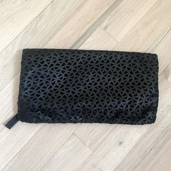 Clare V. Laser-Cut Leather Fold-Over Clutch